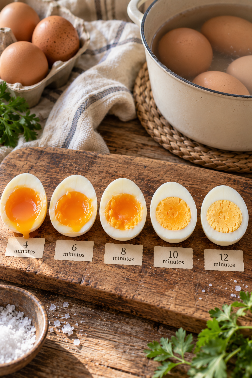 Gu&iacute;a de huevos cocidos perfectos con diferentes tiempos